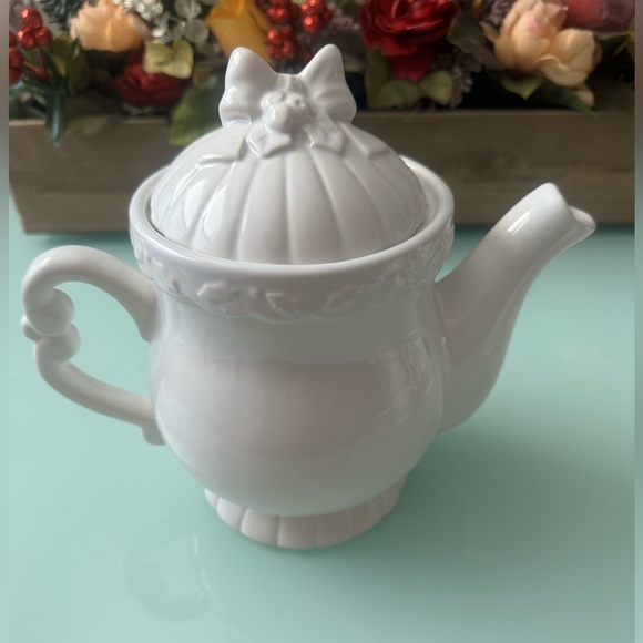 {Enesco Precious Moments} Christmas Happy Holly Days Stoneware Teapot Set 1994 - Picture 10 of 15